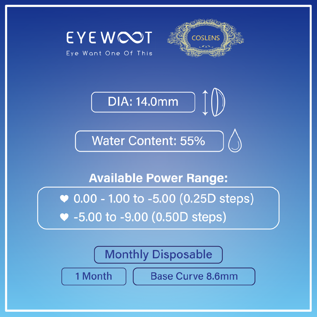 COSLENS Blue Contact Lens (Icy Rose 14.2mm) | Daily Wear Cosmetic Lens - Image 4